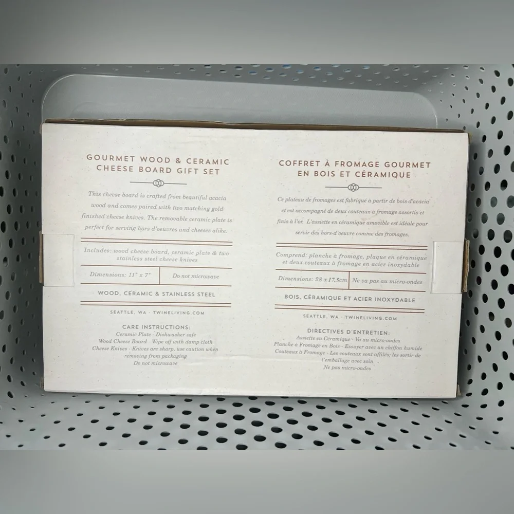 Twine Living Co Gourmet Wood & Ceramic Cheese Board Gift Set